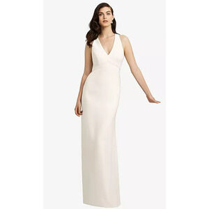 NEW Dessy Collection Women's 6 Halter Front Open Back Ivory Dress I23-2